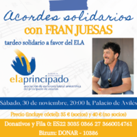 «Acordes Solidarios» con Fran Juesas – Tardeo solidario a favor del ELA