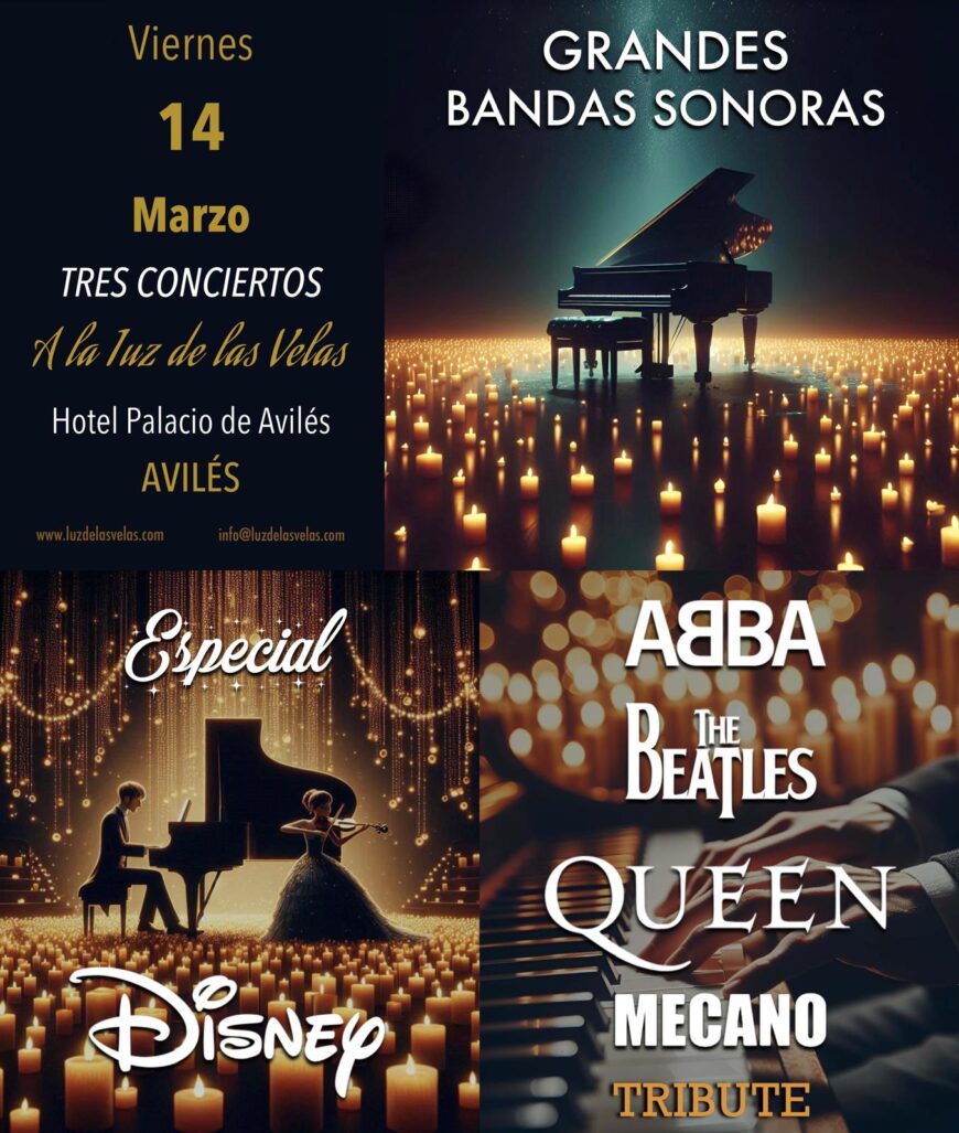 Tres Conciertos «A la luz de las Velas»: Especial Disney, Grandes Bandas Sonoras y Tributo ABBA, The Beatles, Queen y Mecano